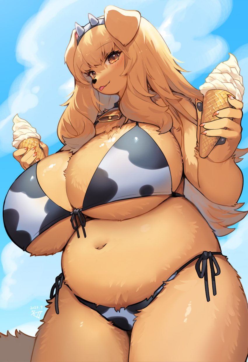 big_breasts breasts cow_print female kishibe thick_thighs wide_hips