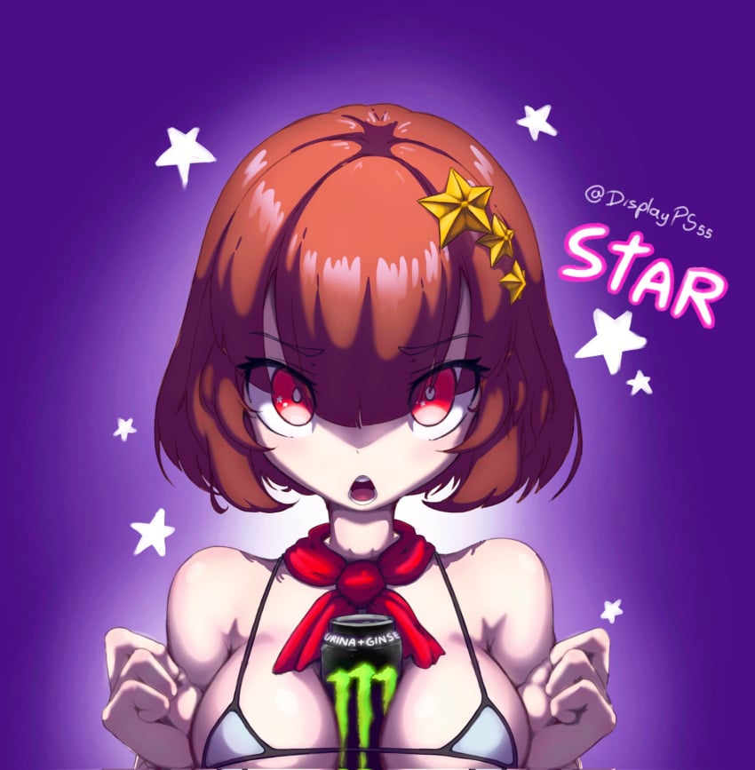 bikini brown_hair red_eyes starvtuber virtual_youtuber