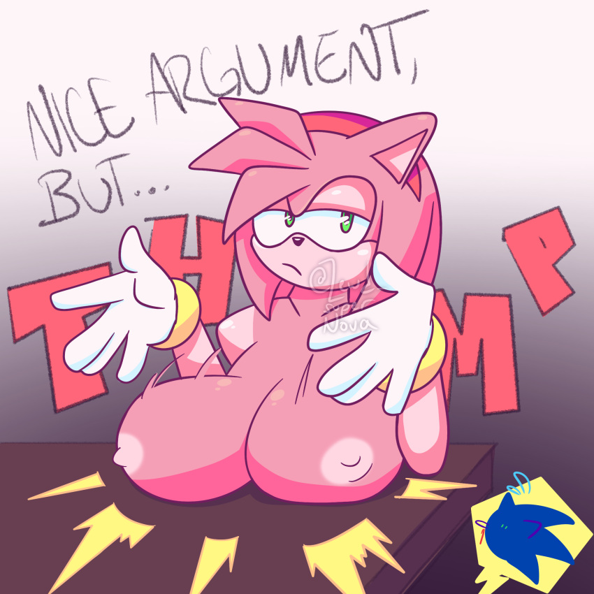 accessory amy_rose anthro breasts clothing contact_onomatopoeia eulipotyphlan fair_argument_but… female gloves half-closed_eyes handwear headband hedgehog hi_res impact_lines impact_onomatopoeia lewd_supernova mammal narrowed_eyes onomatopoeia sega solo sonic_(series) sonic_the_hedgehog sonic_the_hedgehog_(series) sound_effects text