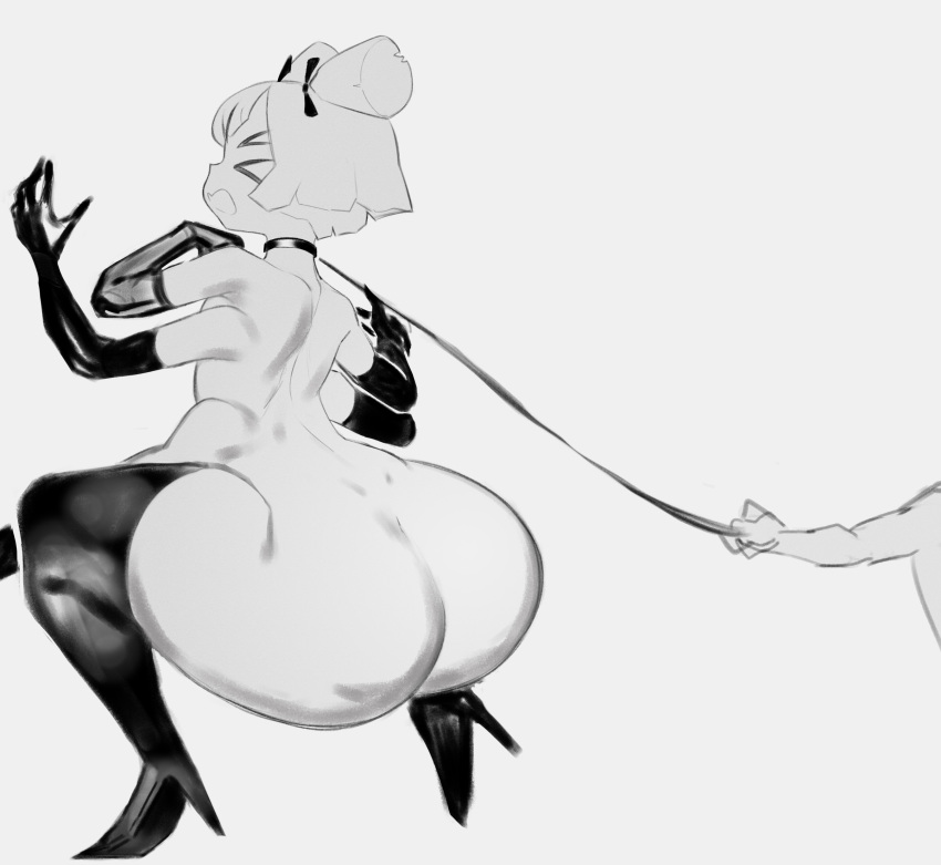 female flat_chest flat_chested gloves huge_ass krid_(artist) latex latex_gloves latex_thighhighs muffet nude pear-shaped_figure pear_shaped pear_shaped_female thighhighs undertale undertale_(series)