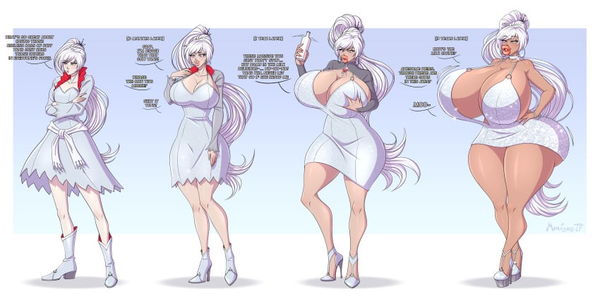 ass_expansion bad_anatomy bimbo bimbo_lips bimbofication breast_expansion breasts english_text female hair_growth high_heels huge_ass huge_breasts huge_lips lip_expansion maxtyan-tf rwby signature tagme text thick_lips thick_thighs thigh_expansion transformation transformation_sequence weiss_schnee wide_hips