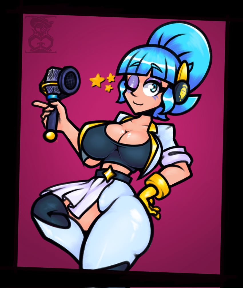 1girls 2023 belt big_ass big_breasts big_butt blue_hair brawl_stars bubble_ass bubble_butt busty curvy curvy_body curvy_female curvy_figure curvy_hips dat_ass female female_focus female_only front_view glove gotig1231 hand_on_hip headphones holding_object huge_ass huge_breasts huge_butt janet_(brawl_stars) large_ass large_breasts large_butt light-skinned_female light_skin long_hair looking_away makeup microphone one_eye_closed ponytail popstar_janet shiny_clothes shiny_hair shiny_skin slim_waist smile solo solo_female solo_focus standing stars supercell thick_thighs turquoise_eyes voluptuous voluptuous_female wide_hips wink yellow_glove