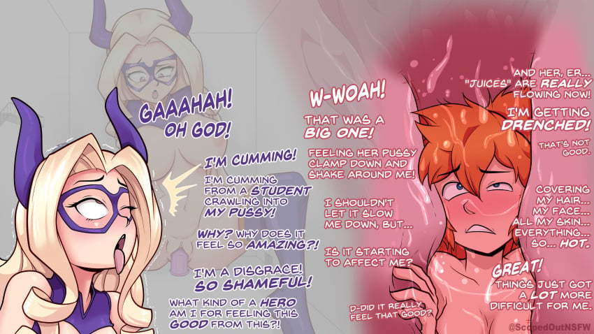 2girls ahe_gao blonde_hair blue_eyes boku_no_hero_academia comic english_text female female_only inside_pussy itsuka_kendou kendou_itsuka light_skin mount_lady multiple_girls my_hero_academia naked naked_female nude nude_female orange_hair scopedout side_ponytail takeyama_yuu text unbirthing vore yuu_takeyama