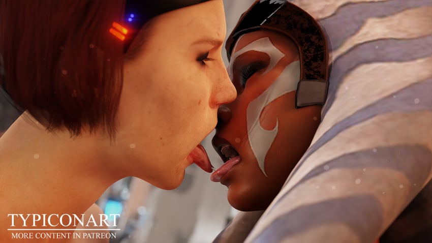 2girls 3d ahsoka_tano alien alien/human alien_girl alien_humanoid blender blender_(software) blender_cycles bo-katan_kryze eyes_rolling_back eyes_up female female_only half-dressed half_naked interspecies interspecies_yuri kissing light-skinned_female light_skin masturbating masturbation multiple_girls naked naked_female naughty open_mouth orange_body orange_hair orange_skin room saliva saliva_on_tongue saliva_swap self_upload spread_legs star_wars the_mandalorian togruta tongue tongue_kiss tongue_out touching_breast touching_pussy typiconart yuri