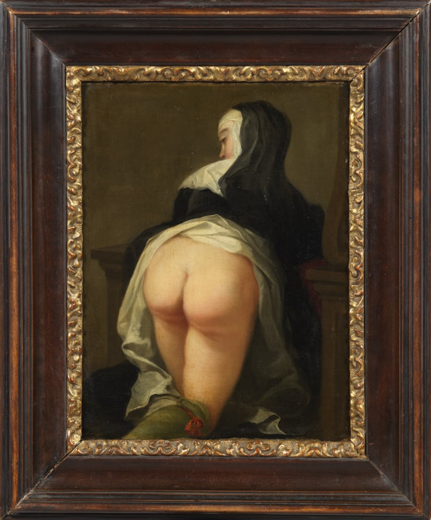 1700s 1731 18th_century 1girls ass ass_out big_ass dated dress_lift exposure fine_art garter kneeling looking_at_viewer looking_back looking_back_at_viewer martin_van_meytens nun nun's_habit nun_outfit painting_(artwork) praying public_domain rear_view ribbon thick_thighs thighs traditional_art traditional_media_(artwork) voluptuous voluptuous_female voyeur