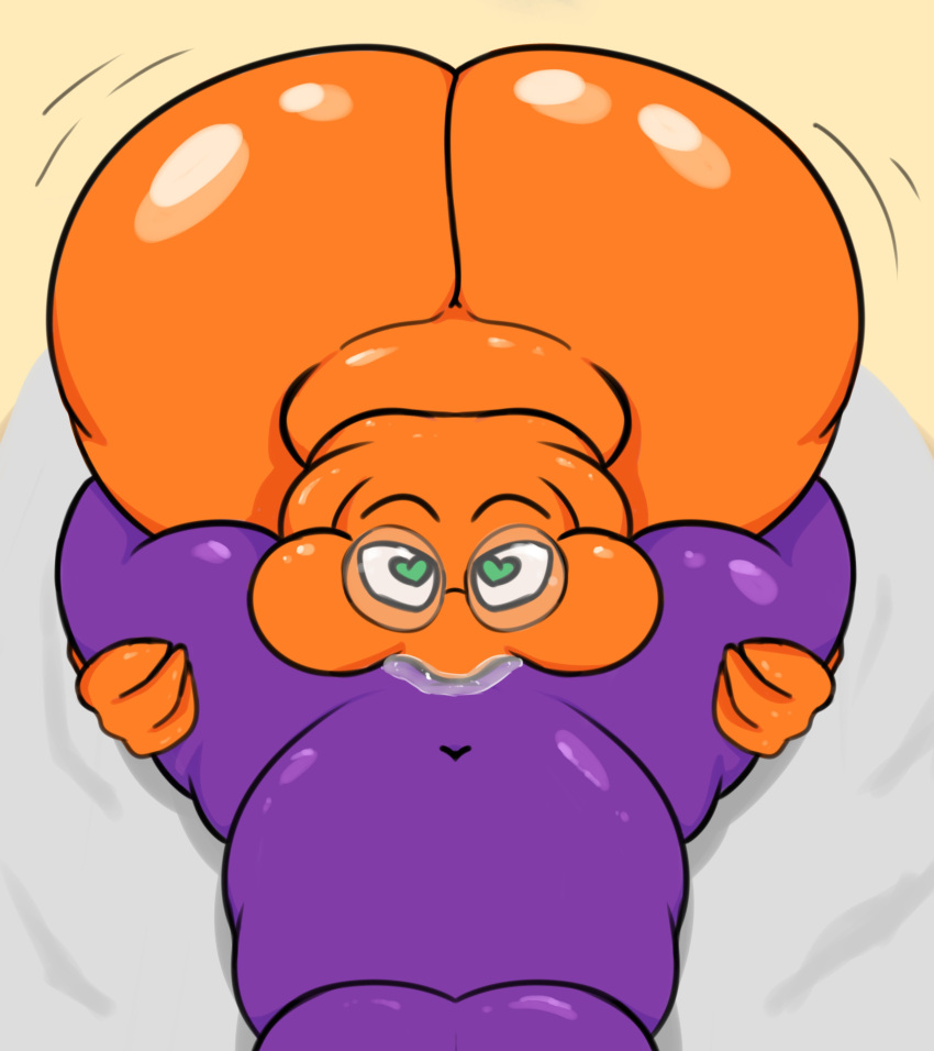 2boys alien balls_in_mouth big_ass big_butt both_balls_in_mouth chub chubby_male gay gazegreninja glasses grabbing_thighs green_eyes huge_ass huge_butt leon_(colaperv) male male/male male_only oral orange_body penis_in_mouth purple_body puwa saliva sucking_penis