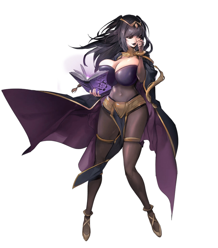 black_hair black_lipstick bodysuit book breast_press edit eyeliner fire_emblem fire_emblem_awakening fire_emblem_heroes goth goth_girl huge_breasts long_hair official_artwork_edit sutton184_edits tharja_(fire_emblem) third-party_edit wide_hips