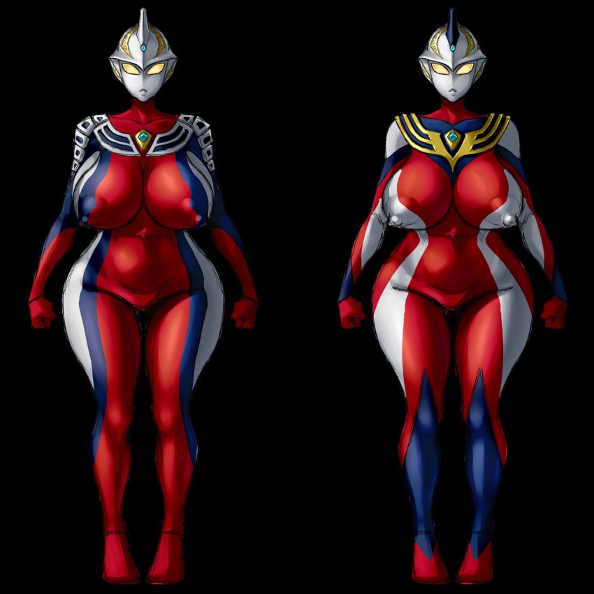 erect_nipples galactic_art heroine large_breasts nipples thick_thighs ultraman_(franchise) ultraman_cosmos ultrawoman_justice wide_hips