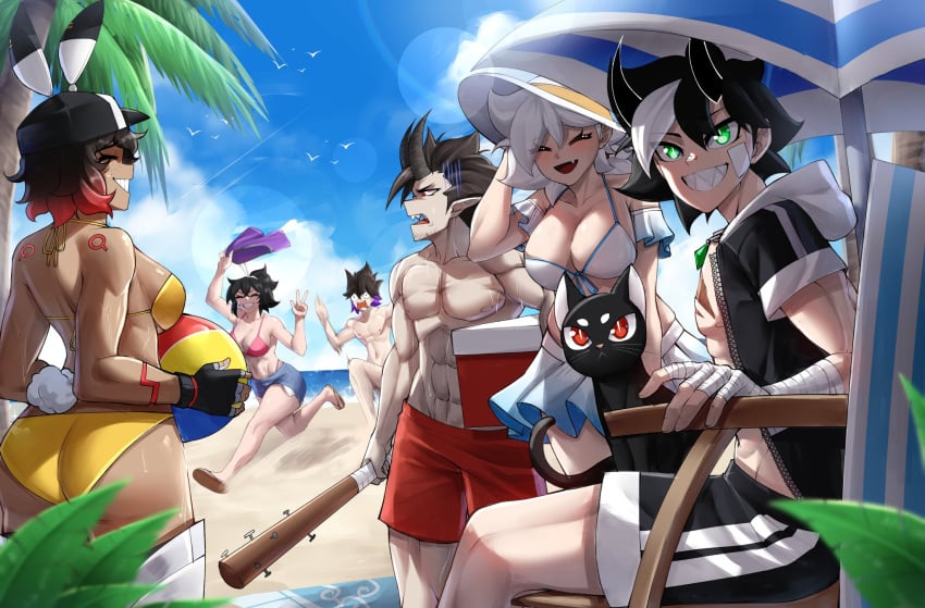 beach bikini enm holding_swimming_trunks holding_swimsuit melissa_(rageman709) rageman709 stolen_swimming_trunks stolen_swimsuit swimming_trunks swimsuit