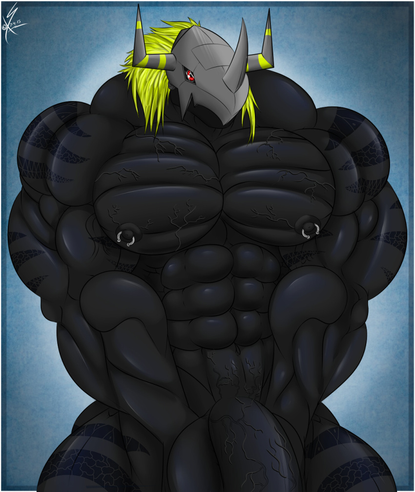 abs big_muscles blackwargreymon digimon huge_muscles male muscles muscular pecs penis saixyuniz-xynz veins