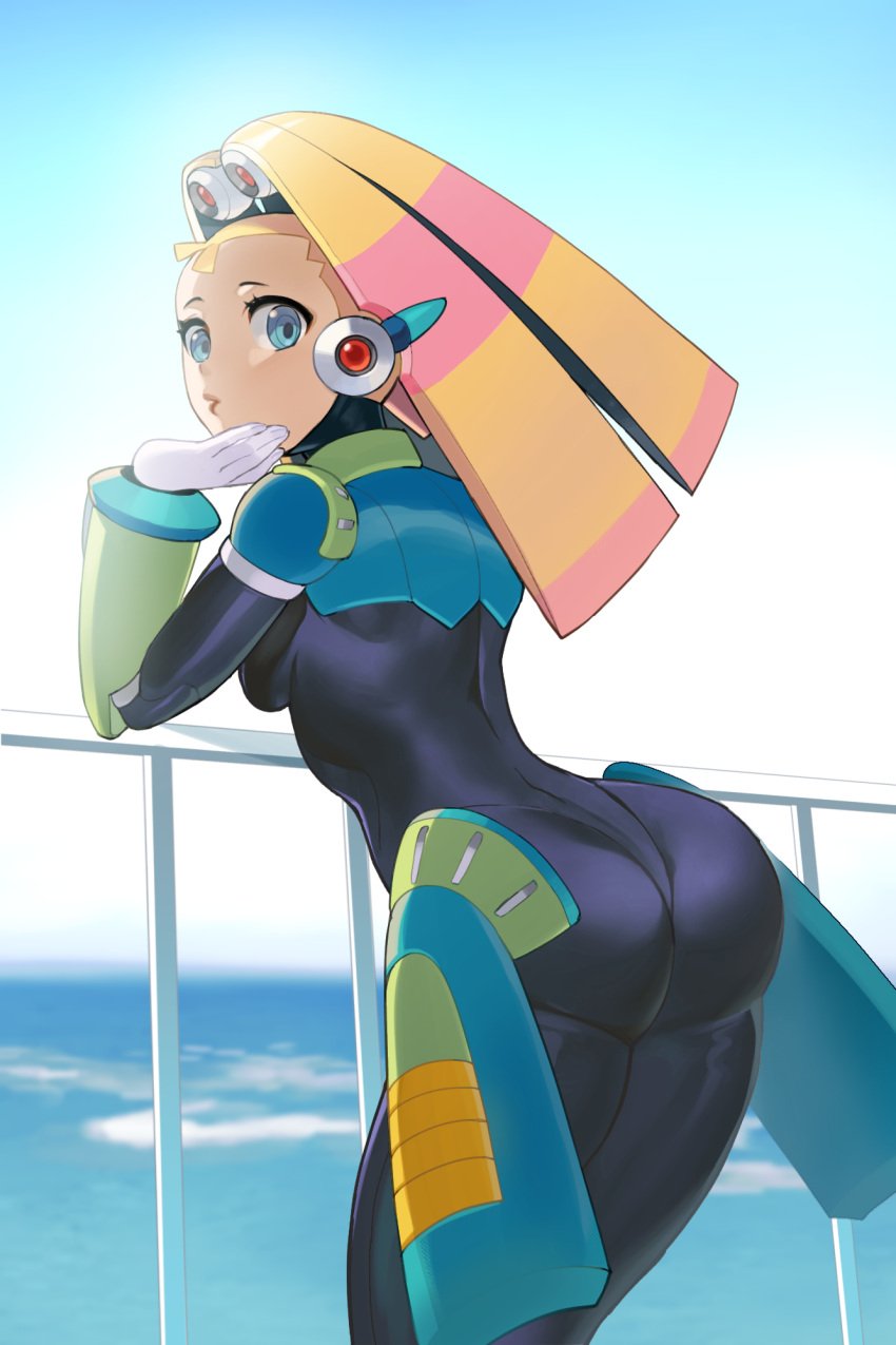 2020 android ass blonde_hair bodysuit mega_man mega_man_x pallette robot robot_girl thighs ultracat7724