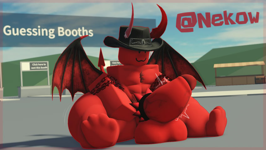 1boy 3d :3 big_balls big_penis catmaidboyuwu chains chest_hair cock_ring demon demon_horns demon_tail demon_wings feet gay hairy_chest hat horns male male_only muscles penis pubic_hair rate_my_avatar red_penis red_skin roblox roblox_avatar roblox_game robloxian sitting sitting_on_floor spiked_cock_ring tail thick_thighs throbbing_penis wings