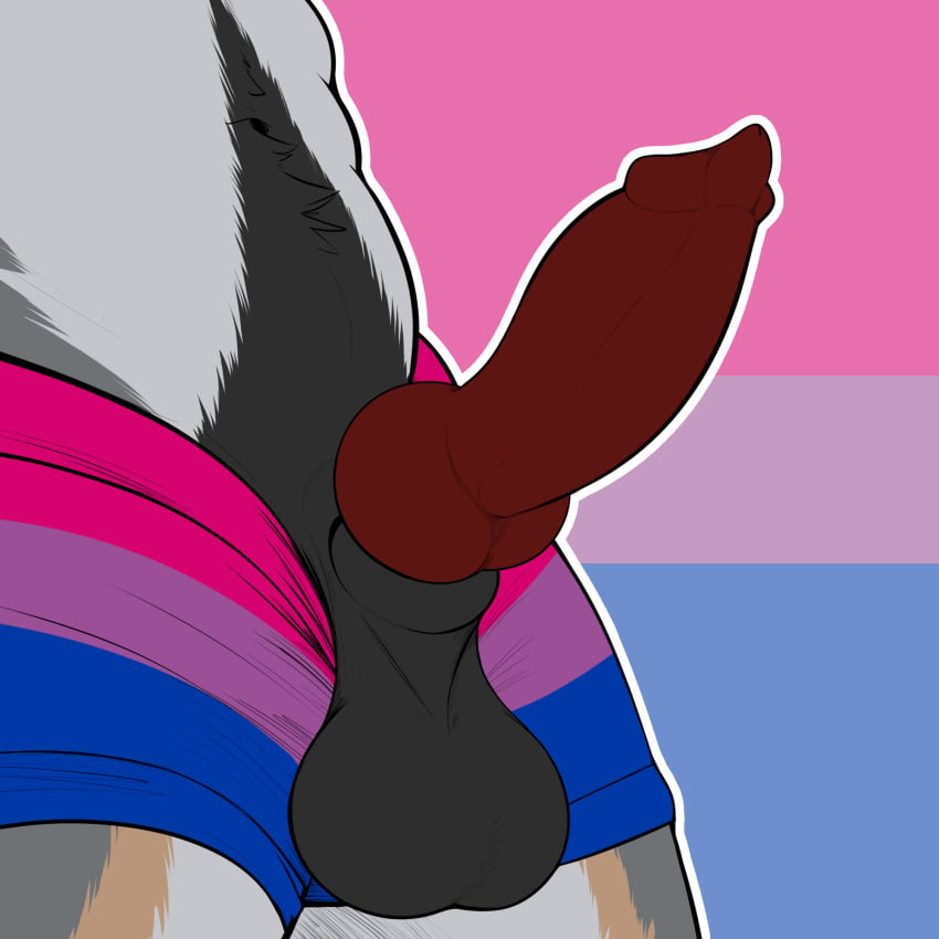 anthro balls canine_penis coyote hybrid knot presenting pride_color_clothing raven_(bird) sheath solo solo_male