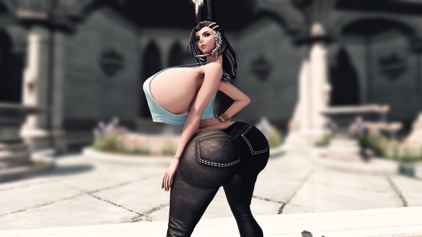 big_butt bimbo bimbo_anthro bimbo_body bimbofication bimbofied bitchy bunny_ears female final_fantasy_xiv giant_breasts height_difference hourglass_figure huge_ass slim_waist thin_waist viera wide_hips