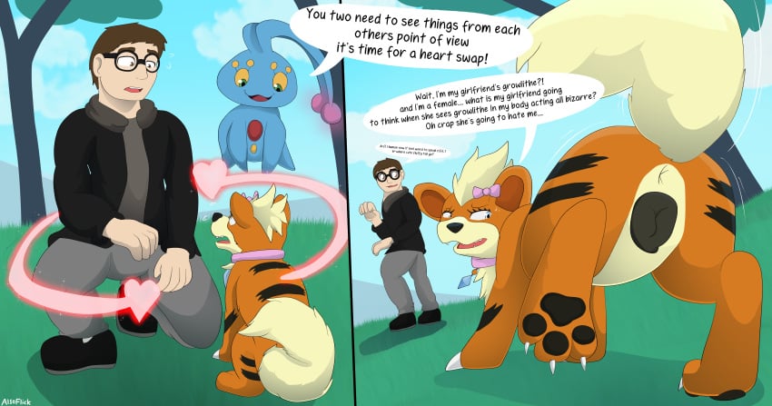 absurd_res body_swap bodyswap canid canine canis domestic_dog gardie generation_1_pokemon generation_4_pokemon growlithe heartswap hi_res legendary_pokemon mammal manaphy nintendo pokemon pokemon_(species) ryanator transformation