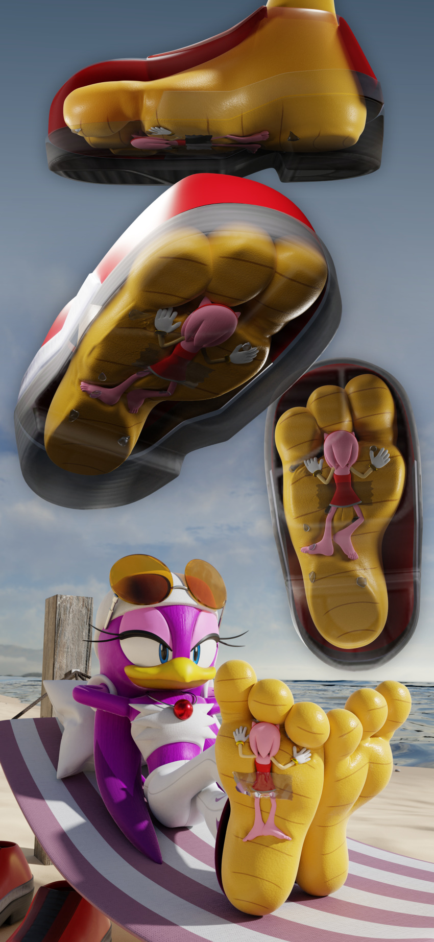 3d_(artwork) 3drender absurd_res amy_rose anthro arches asphyxiation barefoot beach big_feet breath_play day digital_media_(artwork) dominant duo feet feetymcfoot female female/female flattened foot_fetish giantess hi_res humanoid_feet larger_female macro micro minigirl outside paws plantigrade public questionable_consent seaside sega shrunken_woman size_difference smaller_female smothering soles sonic_(series) sonic_riders sonic_the_hedgehog_(series) squish stepped_on stepping_on_face stomped stomping stomping_pov stuck_to_foot taped_to_foot teasing toes trampling trapped trapped_in_clothing trapped_in_shoe wave_the_swallow worship