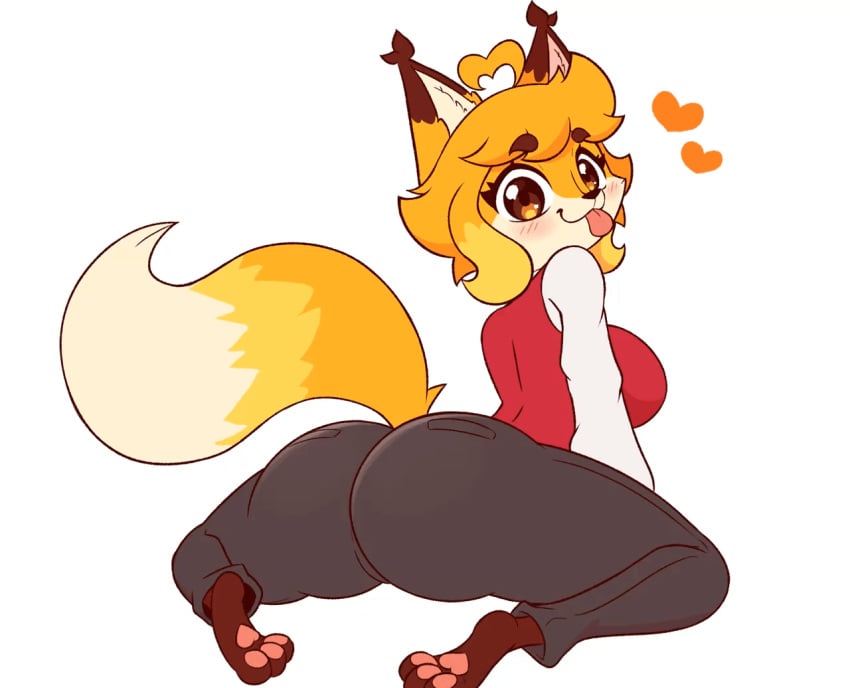 1girls 2d animated anthro blep clothed female fox furry furry_only heart jasminthemanticore looking_at_viewer looking_back loop medium_ass medium_breasts original_character tail twerking