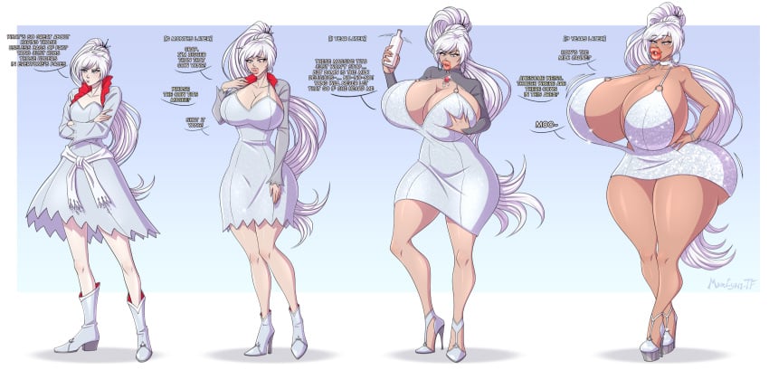 ass_expansion bimbo bimbo_lips bimbofication breast_expansion english_text female hair_growth high_heels huge_ass huge_breasts lip_expansion maxtyan-tf rwby signature text thick_lips thick_thighs thigh_expansion transformation transformation_sequence weiss_schnee wide_hips