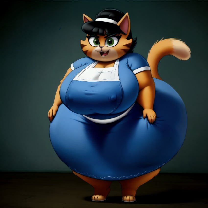 1girls ai_generated anthro apron ass bbw belly big_belly big_butt black_hair blue_dress cellulite dress fat feline female furry green_eyes huge_ass hyper_ass large_breasts matronai_(artist) mature mature_female mature_woman milf mrs._katswell nickelodeon nipple_bulge nipples obese older_female overweight pinup self_upload ssbbw stable_diffusion striped_fur t.u.f.f._puppy tail tan_fur thick thick_arms thick_ass thick_legs thick_thighs wide_hips