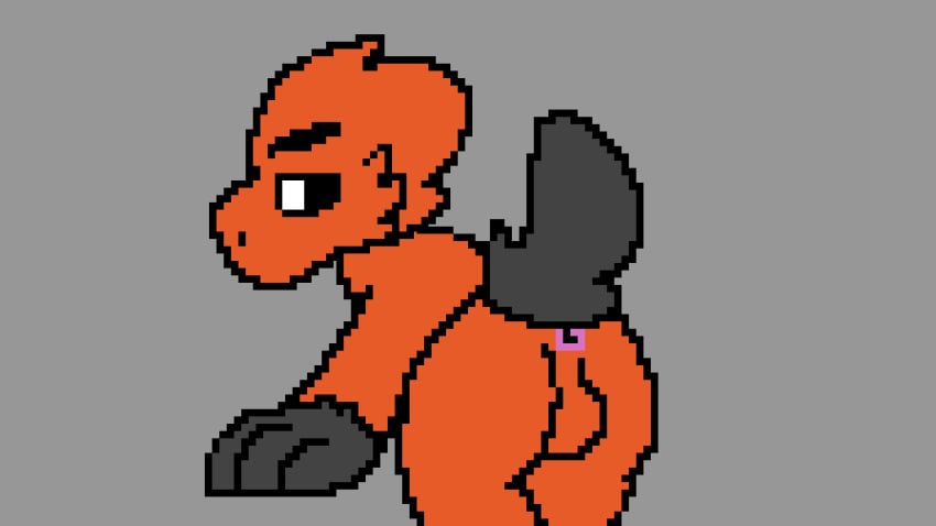 animated backsack furry grey_background hi_res kai_the_tyranowolf kais_studios looking_back_at_viewer male male_only orange_fur pixel_animation pixel_art presenting_hindquarters shaking_butt simple_background