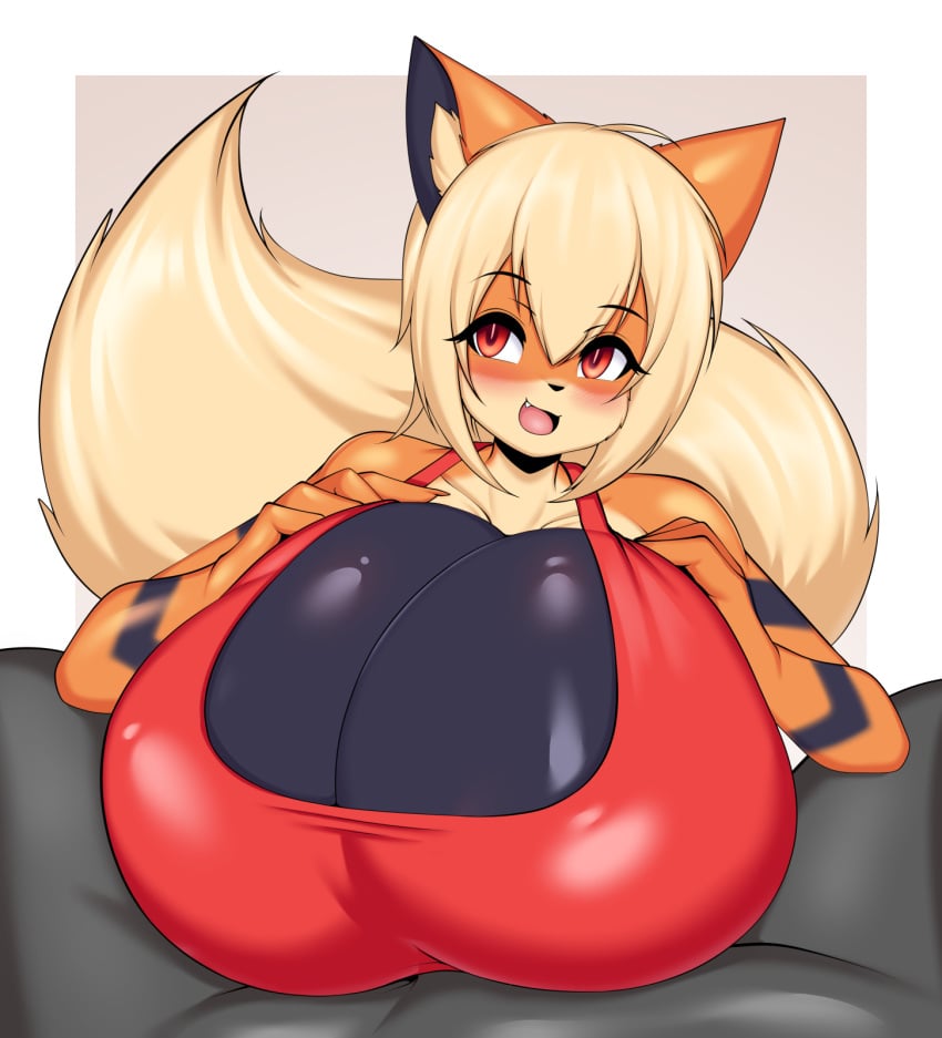 arcanine big_breasts breasts female huge_breasts offscreen_male pokemon pokemon_(species) tailzkim thick_thighs wide_hips windie