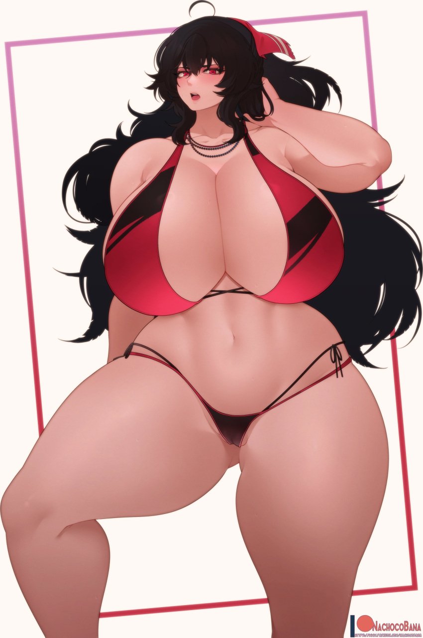 1girls big_breasts black_hair huge_breasts long_hair looking_at_viewer massive_breasts milf nachocobana raven_branwen rwby solo thick_thighs