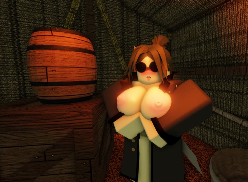 1girls 3d breast_grab breasts breasts_out celtor_(deepwoken) dark_green_hair deepwoken female glasses green_eyes holding_breasts horny_female light-skinned_female looking_at_viewer mirumimi roblox roblox_game self_upload tagme