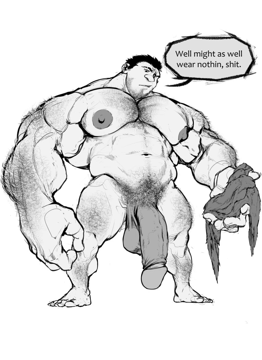 1boy 2022 abs balls bara barazoku beard biceps big_balls big_bulge big_penis completely_nude daddy dialogue dreamworks english_text facial_hair flaccid gay grug_crood hairy hairy_arms hairy_chest half-erect hi_res highres huge_bulge male male_focus male_nipples male_only male_pubic_hair manly monochrome muscles muscular muscular_arms muscular_legs muscular_male muscular_thighs nipples nude penis solo solo_male text the_croods vein veiny_penis zenpei zenpei4