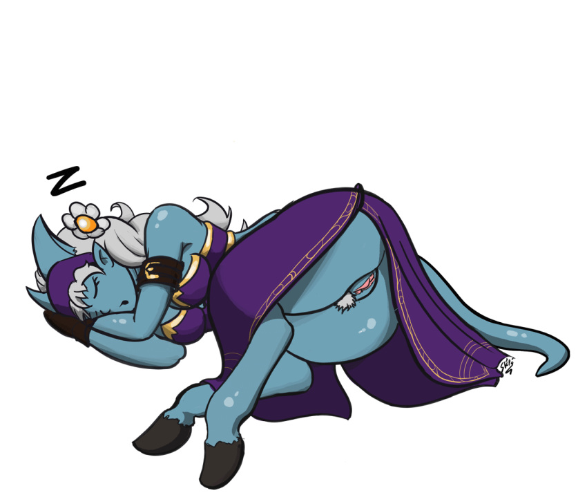 1girls animated animated blizzard_entertainment blue_skin draenei koudfoudre original_character skle sleeping warcraft white_hair world_of_warcraft