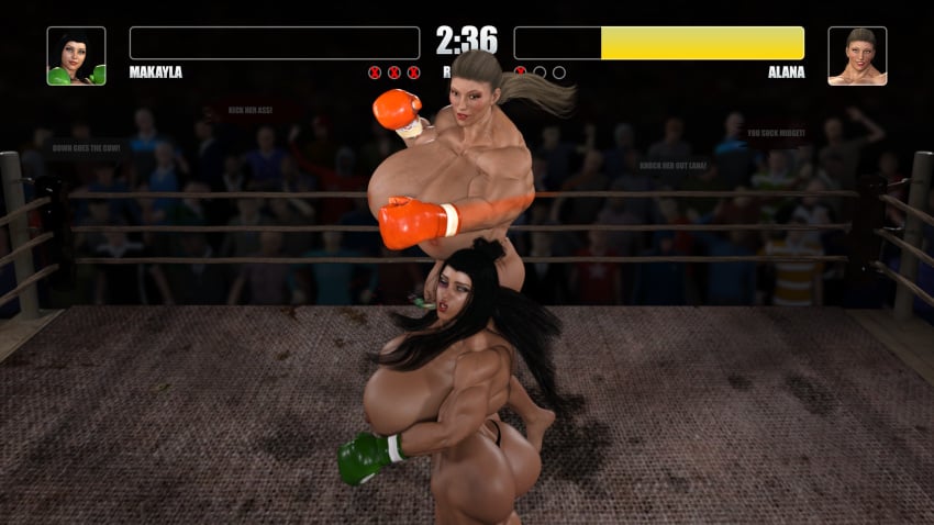 2girls 3d 3d_(artwork) amazon amazon_knockout ass athletic athletic_female big_ass big_breasts bottom_heavy boxer boxing boxing_gloves boxing_ring breasts brown-skinned_female brown_body brown_skin bust busty champions_of_inner_earth chest cleavage curvaceous curvy curvy_figure dark-skinned_female dark_skin enormous_breasts eyebrows eyelashes eyes female female_focus female_only fight fighting fighting_ring fit fit_female gameplay_mechanics gigantic_breasts green_boxing_gloves green_gloves hair health_bar heytheremakayla hips hourglass_figure huge_ass huge_breasts human hyper hyper_breasts large_ass large_breasts legs light-skinned_female light_skin lips lipstick little_makayla massive_breasts mature mature_female mighty_makayla muscles muscular muscular_female orange_boxing_gloves orange_gloves original original_character red_lipstick slim slim_waist thick thick_hips thick_legs thick_thighs thighs top_heavy top_heavy_breasts topless topless_boxing upper_body voluptuous voluptuous_female waist wide_hips