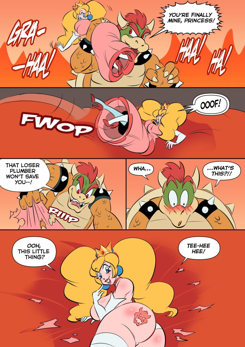 1boy 1boy1girl 1girls big_breasts blonde_hair bowser breasts bust busty cleavage curvaceous curvy digital_drawing_(artwork) digital_media_(artwork) female fit fit_female glassfish hips hourglass_figure huge_breasts human large_breasts legs light-skinned_female light_skin lips mario_(series) nintendo princess princess_peach royalty straight thick thick_legs thick_thighs thighs top_heavy upper_body villain voluptuous voluptuous_female wide_hips