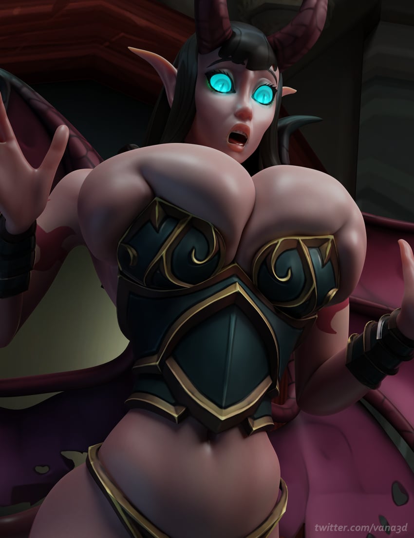 3d big_breasts blender breast_expansion corset demon demon_girl digital_media_(artwork) female gigantic_breasts huge_breasts hyper_breasts succubus succubus_(warcraft) vanasmut wardrobe_malfunction world_of_warcraft