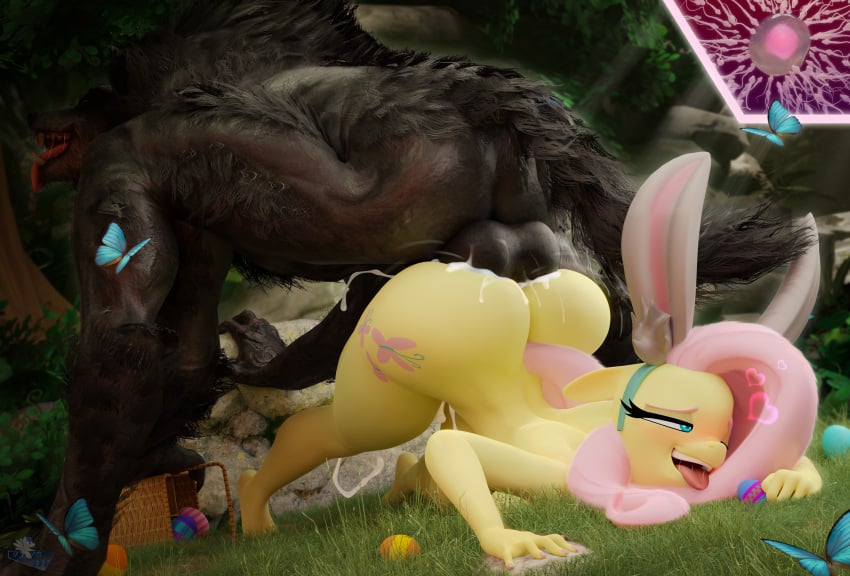 3d_(artwork) absurd_res ambiguous_penetration anthro blender_(software) bodily_fluids bubble_butt butt_crack canid canine cum cum_on_ass digital_media_(artwork) duo equid equine female fluttershy_(mlp) friendship_is_magic genital_fluids hair_on_head hasbro hi_res hooves-art horse huge_breasts impregnation knot male male/female mammal my_little_pony pony reverse_doggy_style were werecanid werecanine werewolf