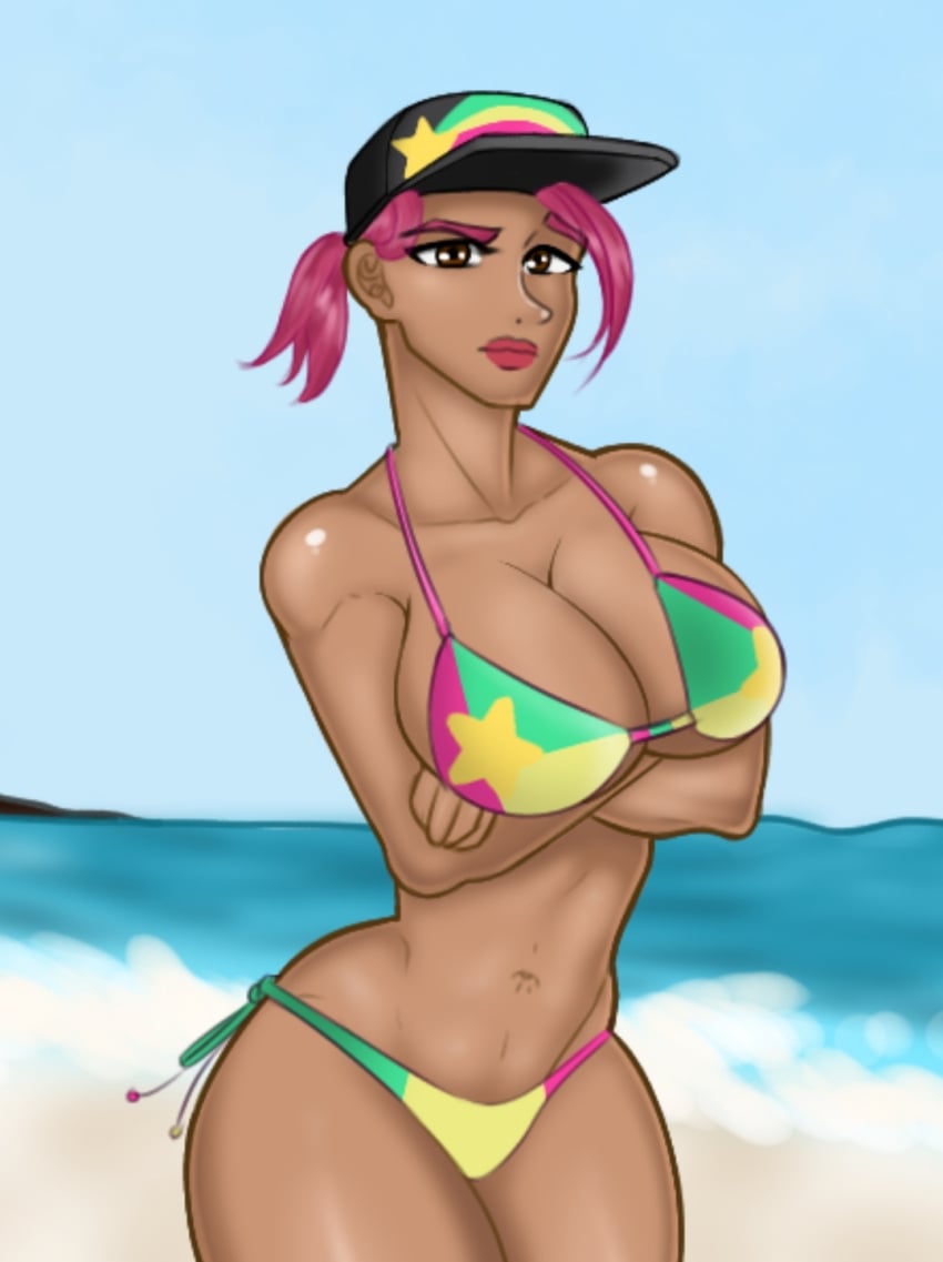 beach beach_bomber busty epic_games female fortnite fortnite:_battle_royale looking_at_viewer phobiuwu summer swimsuit