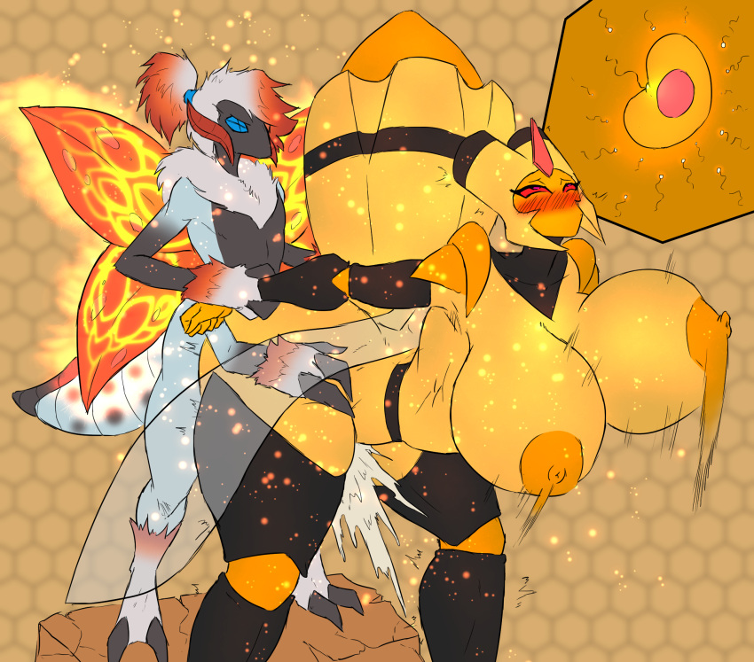 4_arms anthro arm_pull beequen big_breasts blush bodily_fluids breasts cum cum_in_pussy cum_inside duo embers excessive_cum excessive_genital_fluids female from_behind_position fucked_silly generation_4_pokemon generation_5_pokemon genital_fluids glowing glowing_markings hi_res impregnation internal male male/female markings multi_arm multi_limb nevan_nedall_(colorist) nintendo ovum penetration penile penile_penetration penis_in_pussy pokemon pokemon_(species) prison_guard_position sex size_difference small_dom_big_sub thelionfish ulgamoth vaginal_penetration vespiquen volcarona wings