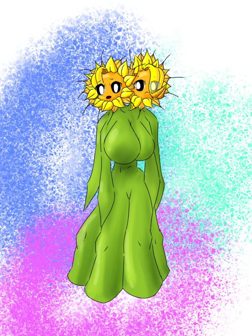 3:4 conjoined double_head electronic_arts elemental_creature elemental_humanoid female flora_fauna flower flower_creature hi_res humanoid multi_head not_furry nude open_mouth plant plant_humanoid plant_sex plantie plants_vs._zombies popcap_games solo sunflower sunflower_(pvz) twin_sunflower_(pvz)