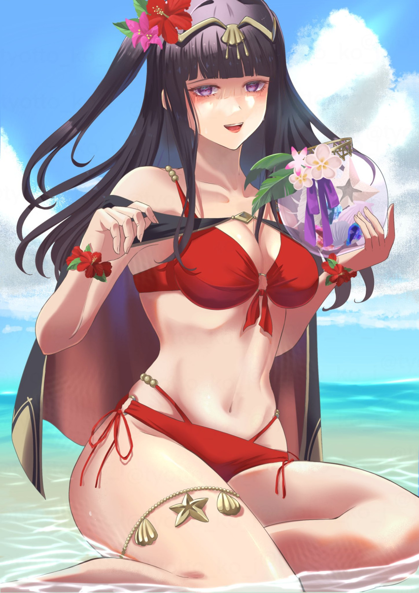 alternate_costume bikini breasts female female_only fire_emblem fire_emblem_awakening fire_emblem_heroes nintendo official_alternate_costume red_bikini red_swimsuit solo swimsuit tharja_(fire_emblem) tharja_(summer)_(fire_emblem) tyotto_ko_i