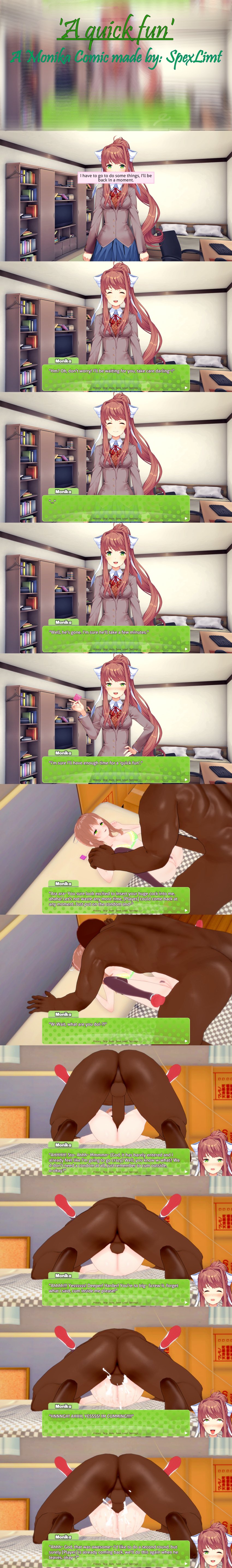 1boy 1girls brown_hair cheating cheating_girlfriend comic cuckold cum cum_in_pussy cum_inside dark-skinned_male doki_doki_literature_club green_eyes interracial koikatsu light-skinned_female mating_press monika_(doki_doki_literature_club) netorare ntr ponytail school_uniform schoolgirl sex spexlimt thighhighs vaginal_penetration white_bow white_ribbon