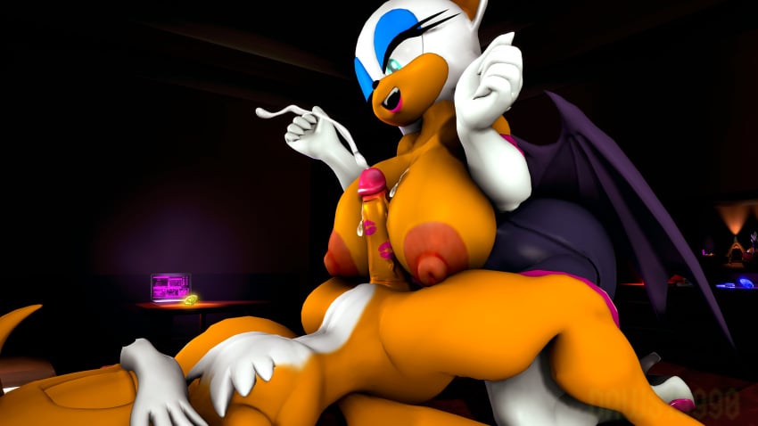 absurd_res age_difference anthro bat bedroom breast_play breasts canid canine chaos_emerald daws19 duo ejaculation female fox gem genitals hi_res kiss_mark lipstick_on_penis male male/female mammal miles_prower older_female paizuri penis reflection rouge_the_bat sega sex sonic_(series) sonic_the_hedgehog_(series) straight tails younger_male