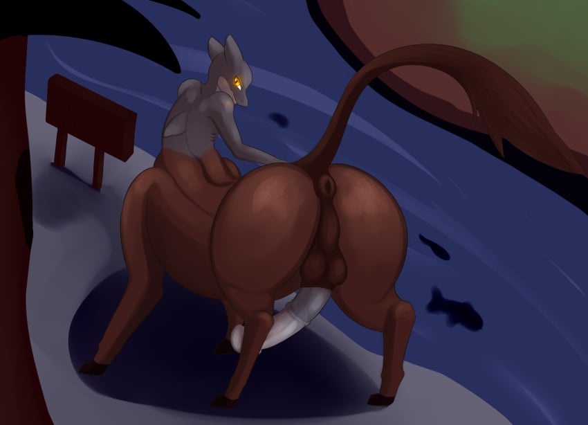 anthro anus ass centaur equid equid_taur fish genitals hi_res humanoid_taur leafysnivy male mammal mammal_taur marine penis presenting presenting_hindquarters shark tail taur