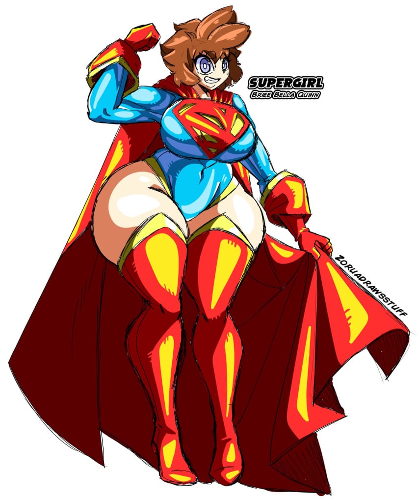 1girls 2023 artist_name ass big_ass big_breasts bodysuit breasts briee_(zoruadrawsstuff) brown_hair cape character_profile costume curvy curvy_figure dc dc_comics english_text female female_focus female_only front_view fully_clothed gigantic_thighs hourglass_figure huge_ass huge_breasts large_ass large_breasts leotard mature_female oc original original_character pale-skinned_female pale_skin red_cape short_hair solo solo_focus supergirl superhero_costume superheroine superman_(series) text thick thick_thighs thigh_cutout thighhigh_boots tight_clothing white_background wide_hips zoruadrawsstuff