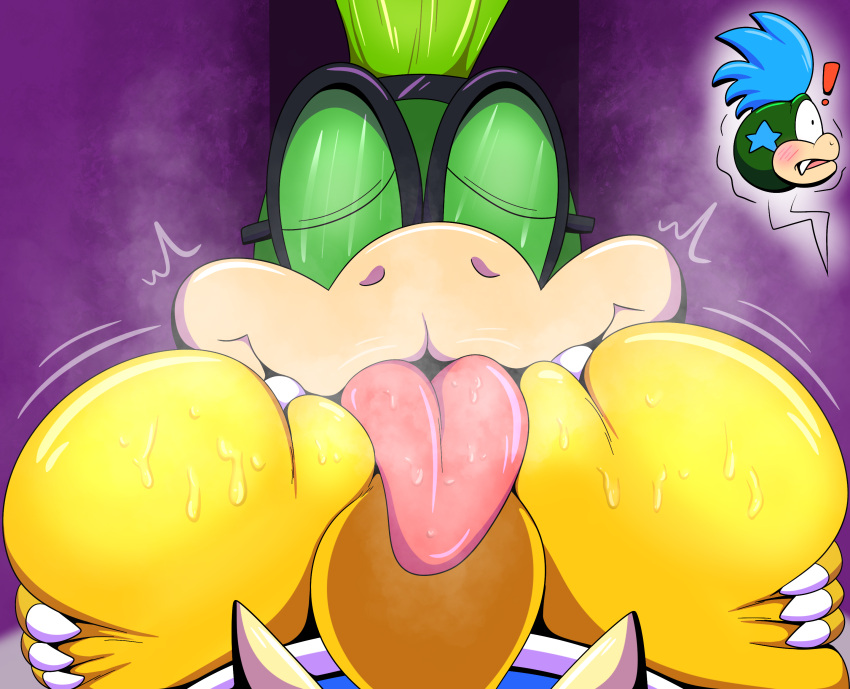 absurd_res anal anthro ass blush butt_grab closed_eyes duo gay hand_on_butt hi_res iggy_koopa koopa koopaling larry_koopa male male/male mario_(series) nintendo oral rimming scalie sex shocked_expression steam tepigfan101 tongue tongue_out