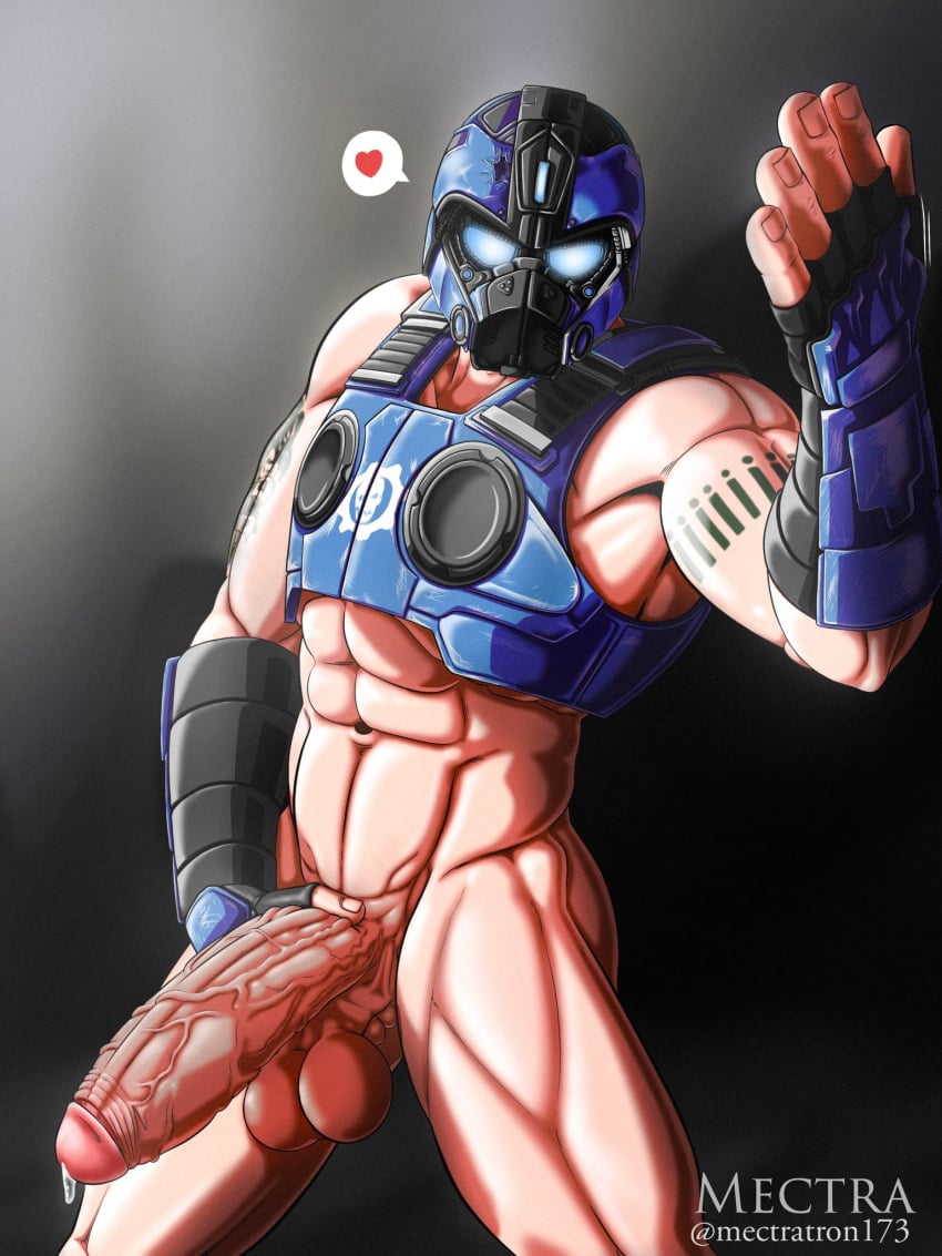 1boy 2022 abs balls bara barazoku biceps big_balls big_penis clayton_carmine completely_nude erection gay gears_of_war hand_on_penis helmet hi_res highres looking_at_viewer male male_focus male_only manly mectratron173 muscles muscular muscular_arms muscular_legs muscular_male muscular_thighs nude penis precum precum_drip solo solo_male touching_penis vein veiny_penis