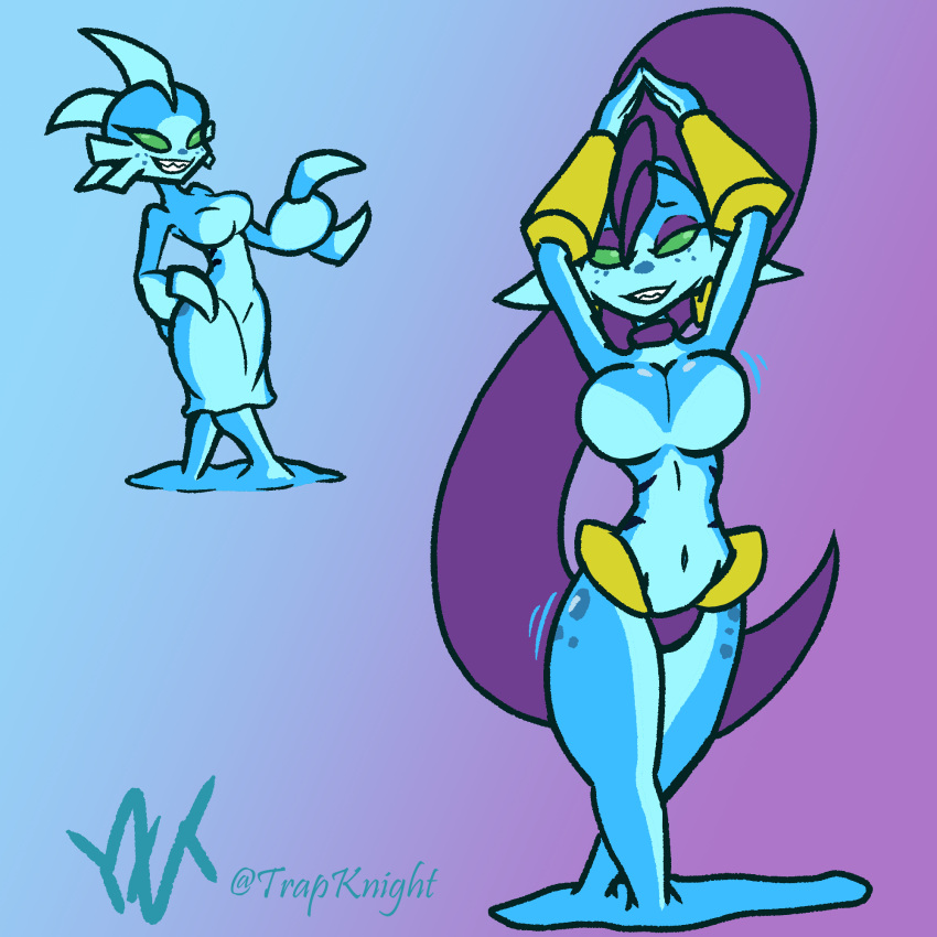 1:1 anthro breasts corruption female female_only goo_creature hi_res shantae shantae_(character) sharp_teeth tagme teeth trapknight wayforward wetgal_(shantae)