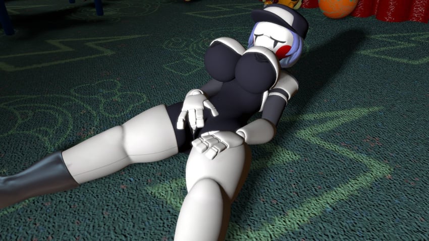 big_breasts blue_hair female_only fingering five_nights_at_freddy's pussy staff_bot_(security_breach) staffbot stuffbot stuffbot(nightbotgrey)