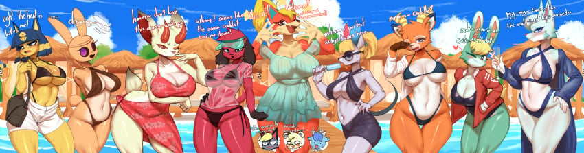 3boys 9girls absurd_res animal animal_crossing ankha ankha_(animal_crossing) audie_(animal_crossing) beach beau_(animal_crossing) bikini bunny burgerkiss canine cherry_(animal_crossing) coco_(animal_crossing) feline female furry genderswap_(mtf) huge_filesize male marshal_(animal_crossing) multiple_boys multiple_girls nintendo offscreen_character offscreen_male rabbit raymond_(animal_crossing) rule_63 sasha_(animal_crossing) shino_(animal_crossing) skye_(animal_crossing) summer whitney_(animal_crossing)