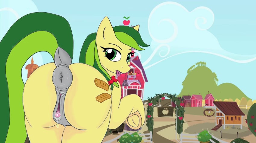 absurd_res animal_genitalia animal_pussy anus apple apple_fritter_(mlp) equine_genitalia equine_pussy food friendship_is_magic fritter_(mlp) fruit genitals hasbro hi_res my_little_pony plant pussy vagina