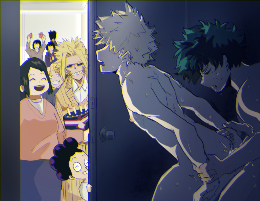 2boys darkline gay hidden hidden_sex imminent_disaster izuku_midoriya katsuki_bakugou male male_only my_hero_academia no_visible_genitalia sneaky sneaky_sex stealth_sex tagme yaoi