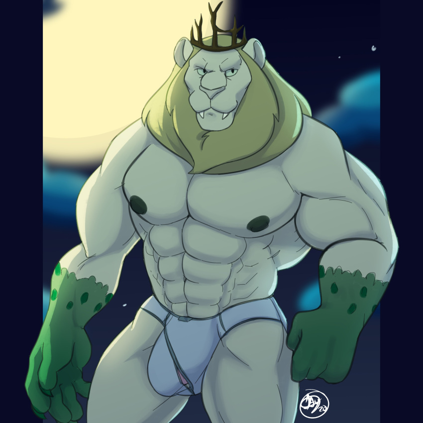 adventure_time anthro balls bara barazoku bulge feline furry hybrid lion male male_only muscles muscular penis solo solo_male thetorajay underwear vampire_king