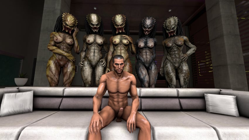 3d 3d_(artwork) alien alien_vs._predator_(franchise) commander_shepard crossover dreadlocks female female_yautja halhatatlanhalando human humanoid interspecies male male/female maleshep mammal mass_effect muscular predator_(franchise) size_difference source_filmmaker xenophilia yautja